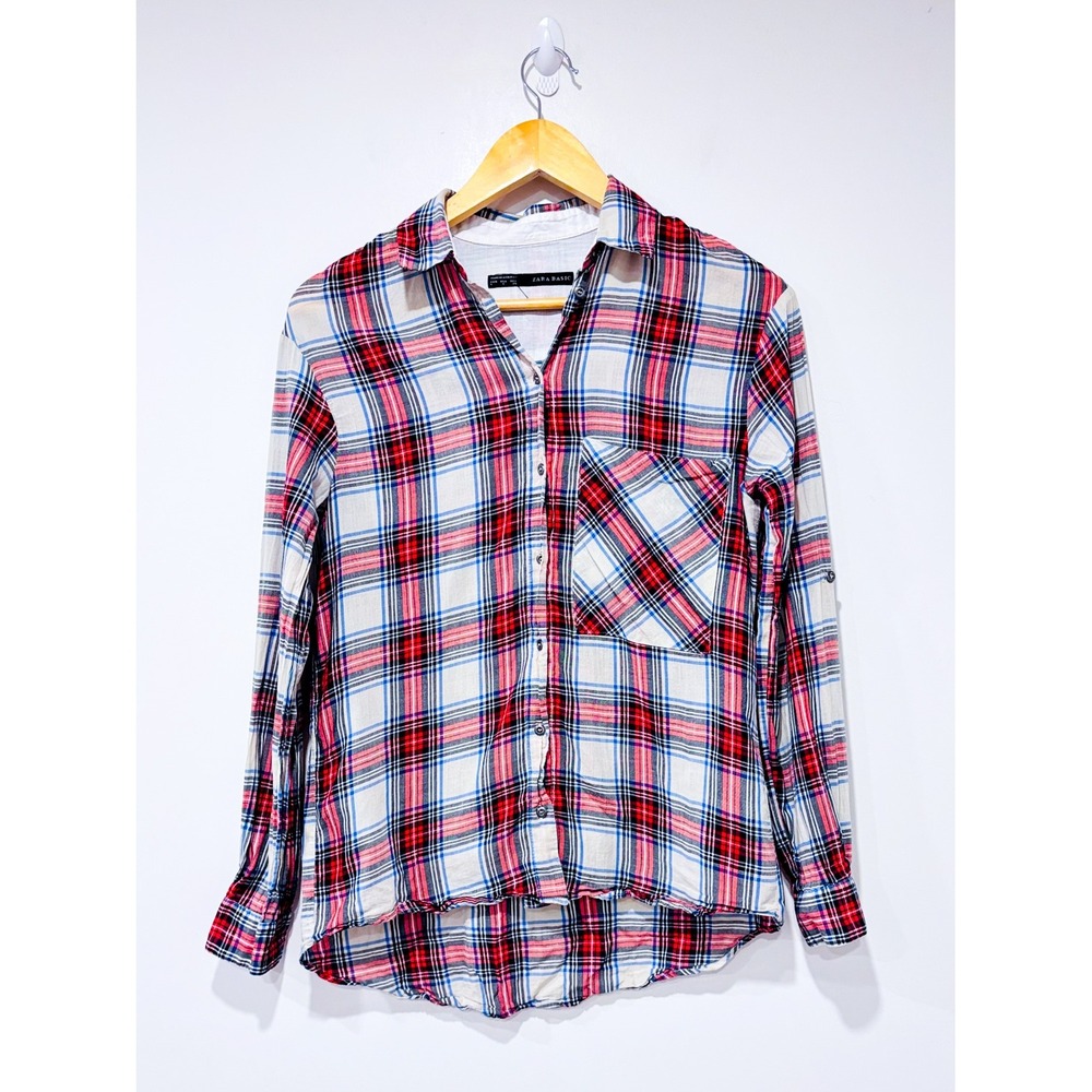 ZARA Blue red plaid shirt | Casual relaxed | Small